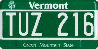 VT license plate TUZ216