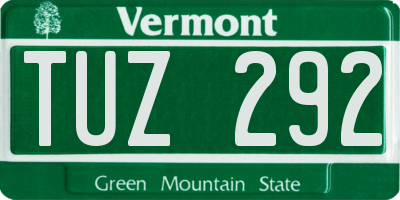 VT license plate TUZ292