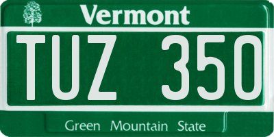VT license plate TUZ350