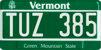VT license plate TUZ385