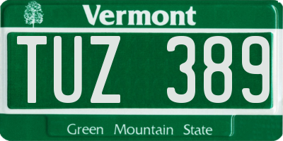 VT license plate TUZ389