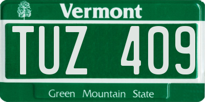 VT license plate TUZ409