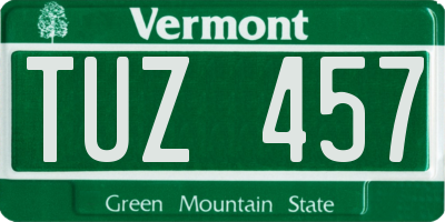 VT license plate TUZ457