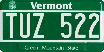 VT license plate TUZ522