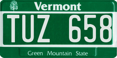 VT license plate TUZ658