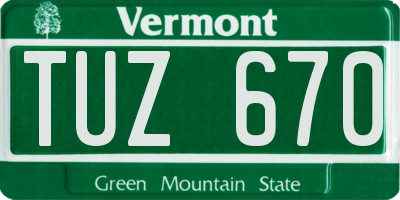 VT license plate TUZ670