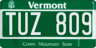 VT license plate TUZ809