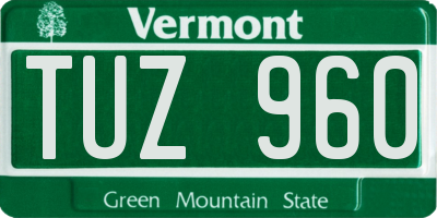 VT license plate TUZ960