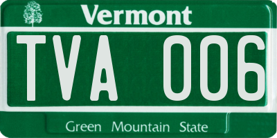 VT license plate TVA006