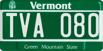 VT license plate TVA080
