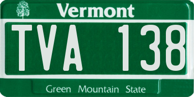 VT license plate TVA138