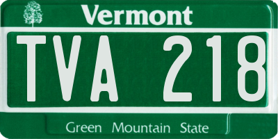 VT license plate TVA218