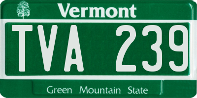 VT license plate TVA239
