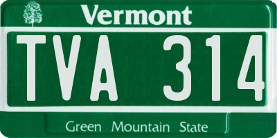 VT license plate TVA314