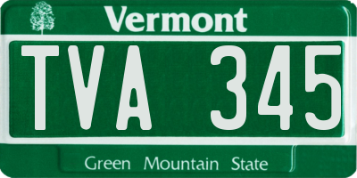 VT license plate TVA345