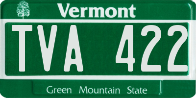 VT license plate TVA422