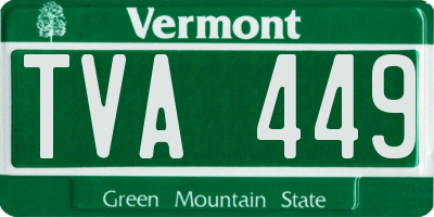 VT license plate TVA449