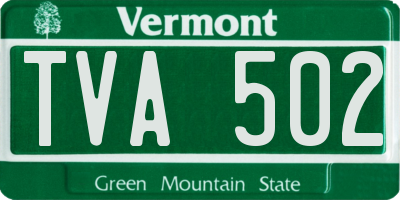 VT license plate TVA502