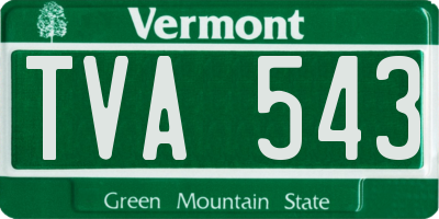 VT license plate TVA543