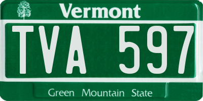 VT license plate TVA597
