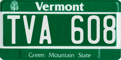 VT license plate TVA608