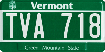 VT license plate TVA718