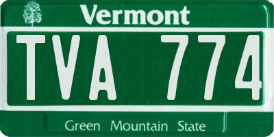 VT license plate TVA774