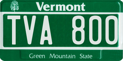 VT license plate TVA800