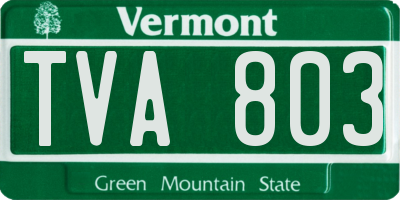 VT license plate TVA803
