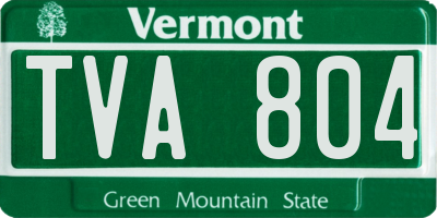 VT license plate TVA804