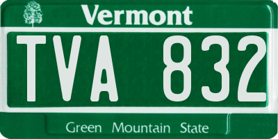 VT license plate TVA832