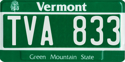 VT license plate TVA833