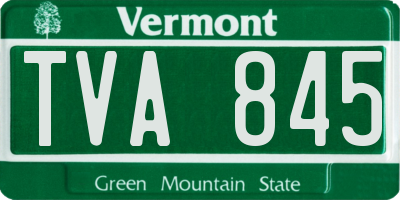 VT license plate TVA845