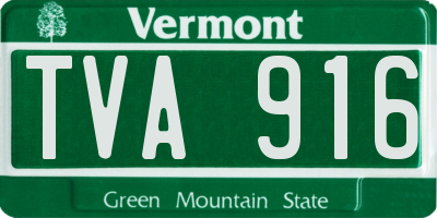 VT license plate TVA916