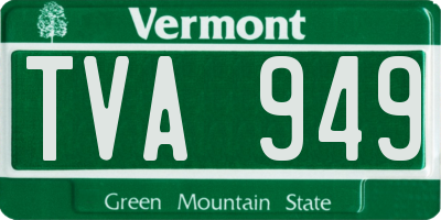 VT license plate TVA949