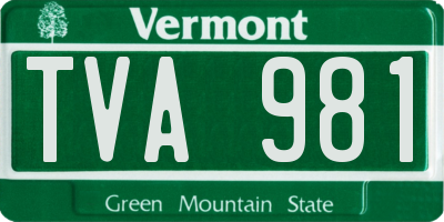 VT license plate TVA981