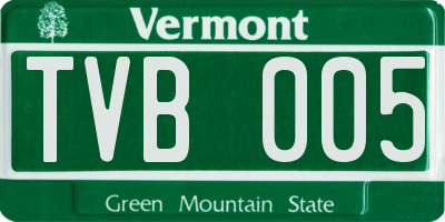 VT license plate TVB005
