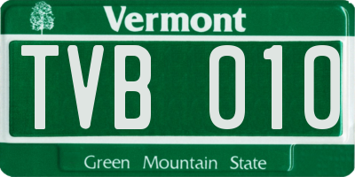 VT license plate TVB010