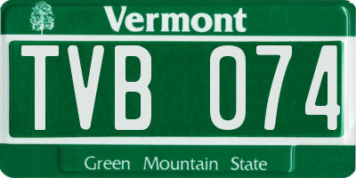 VT license plate TVB074
