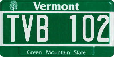 VT license plate TVB102