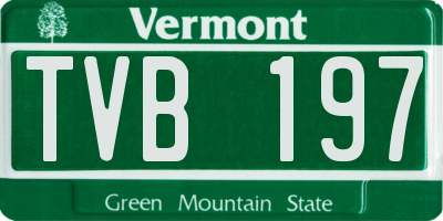 VT license plate TVB197