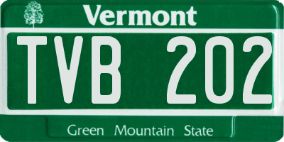 VT license plate TVB202
