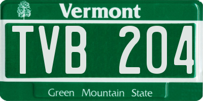 VT license plate TVB204