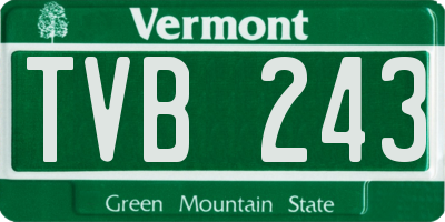 VT license plate TVB243