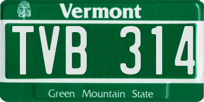 VT license plate TVB314