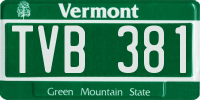 VT license plate TVB381