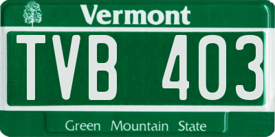 VT license plate TVB403