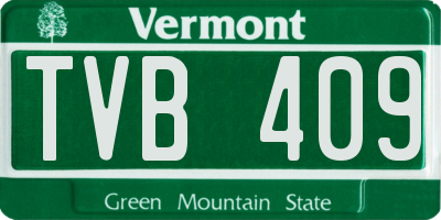 VT license plate TVB409