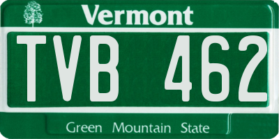 VT license plate TVB462