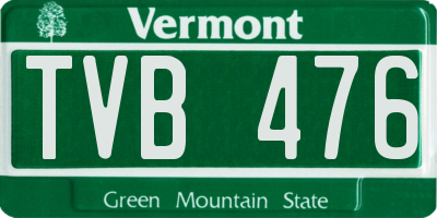 VT license plate TVB476